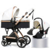 Kinderwagen 3 in 1 – Lederen handvaten- Inclusief Autostoel – Luxe uitvoering