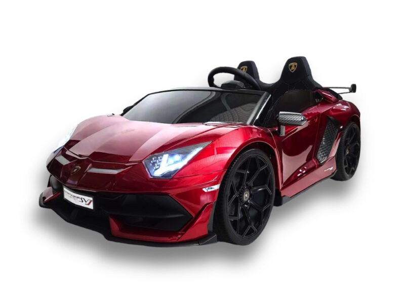 Lamborghini Aventador, 2-Persoons 24 Volt Elektrische Kinderauto Met Rubberen Banden, Leder Zitje!